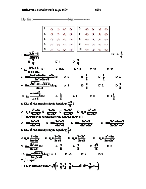 Kiểm tra 15 phút giới hạn dãy - Đề 4